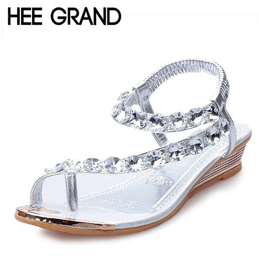 Women Summer Sandals 2016 NEW Bling Beading Plaftorm Wedges Shoes