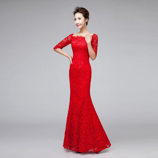 Boat Neck Lace Mermaid Evening Dress Plus Size 2016 New Arrival Formal Dresses