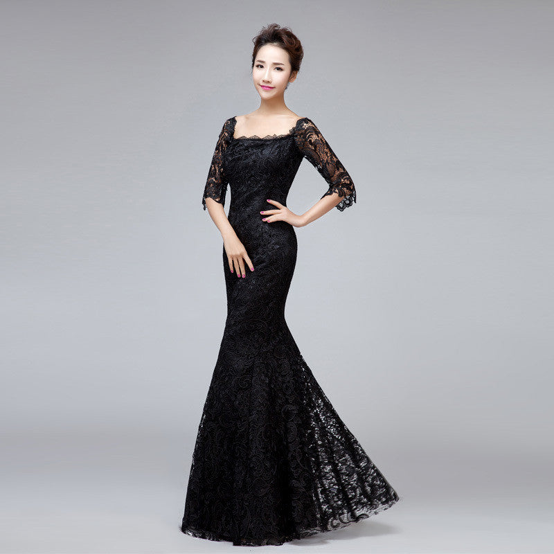 Boat Neck Lace Mermaid Evening Dress Plus Size 2016 New Arrival Formal Dresses