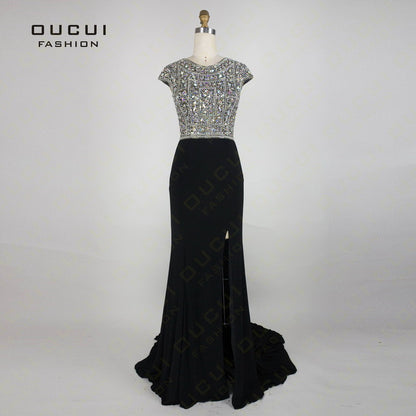 Real Photos Jersey Fabric vestido de festa  A-Line Long Evening Dress - Shopy Max