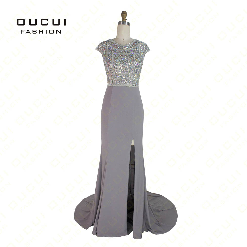 Real Photos Jersey Fabric vestido de festa  A-Line Long Evening Dress - Shopy Max
