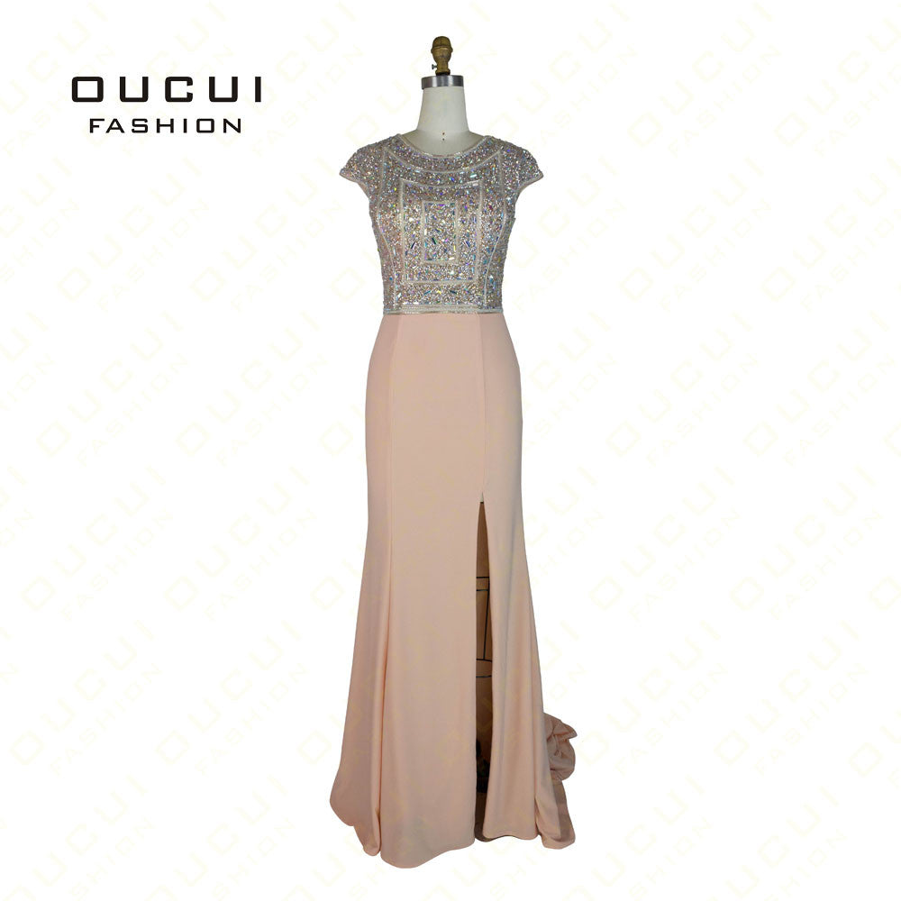 Real Photos Jersey Fabric vestido de festa  A-Line Long Evening Dress - Shopy Max