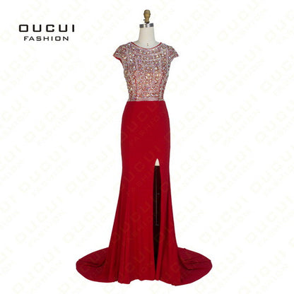 Real Photos Jersey Fabric vestido de festa  A-Line Long Evening Dress - Shopy Max