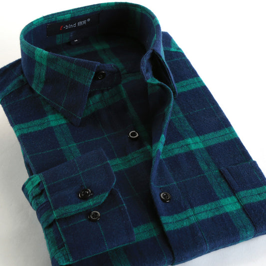 Spring Fall 2016 New Mens Casual Plaid Shirts Long Sleeve Slim Fit Comfort Soft Flannel Cotton Shirt Leisure Styles Man Clothes - Shopy Max