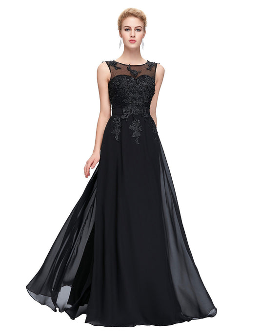 Black red Avondjurk Long Evening Dresses abendkleider 2016 Appliques Evening