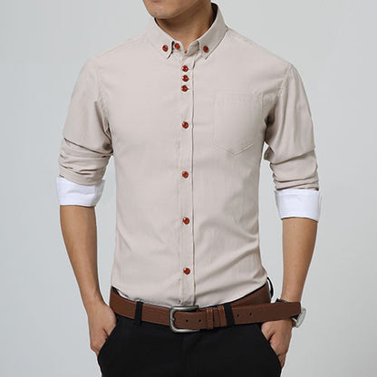 2016 New Fashion Casual Men Shirt Long Sleeve Trend Slim Fit  Men Solid