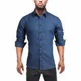 2016 New Brand Men's Denim Shirts Long Sleeve Turn-down Collar Fashion