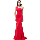 New Arrival Mermaid Red One Shoulder Cheap Evening Dresses Long 2016 Vestido Formal Robe De Soiree Femme 429