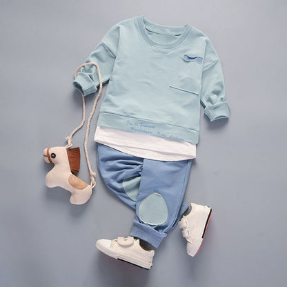 2PC Toddler Baby Boys Clothes Outfit Infant Boy Kids Shirt Tops+Pants Casual Clothing 2017 Autumn Children Clothing For 6-24M