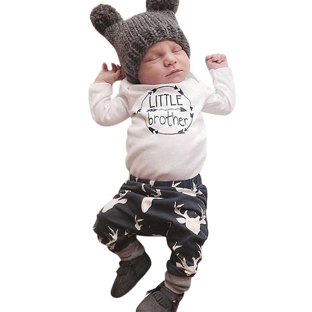 newborn baby boys girls clothing 2pcs sets Baby Girl Boy Clothes Romper Top T-shirt+Pants Leggings 2pcs Outfits Set