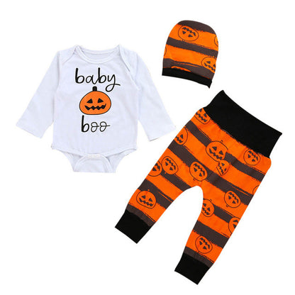 2017 Fashion Halloween Pumpkin Baby Boys Girl Top Long Sleeve Romper