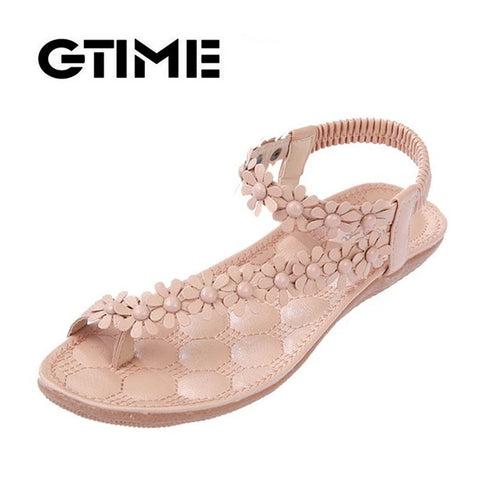 GTIME New Fashion Women's Summer Shoes Bohemian Flat Non-slip Beach Sandals