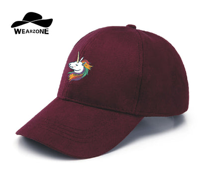 New Unicorn Embroidery Suede Baseball Cap Trucker Winter Autum Gorras Snapback HipHop
