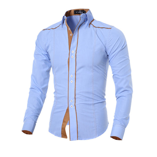 Men Shirt 2016 Fashion Brand Men'S Cuff Striped Long-Sleeved Shirt Male