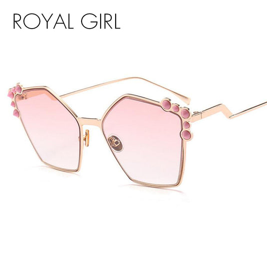 ROYAL GIRL Cat Eye Sunglasses Luxury Brand Designer Women Mirror Sun glasses Vintage Metal Frame Sun Glasses Female Goggle ss080