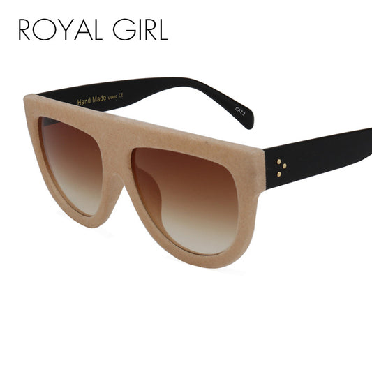 ROYAL GIRL Fashion Oversized Sunglasses Women Brand Designer Luxury Gradient Plush Border Velvet Ladies Retro Vintage ss214