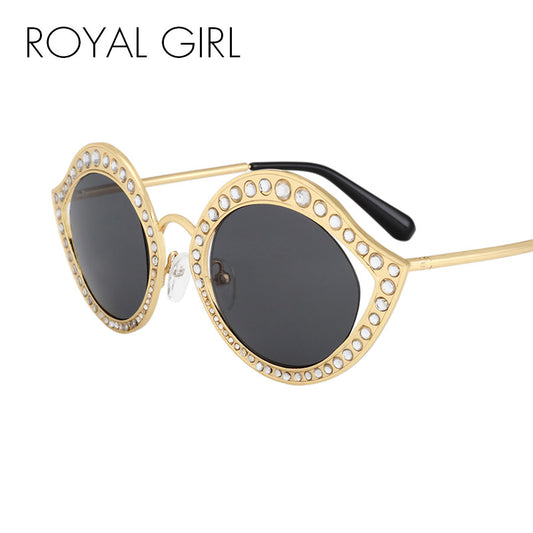 ROYAL GIRL Crystal Circle Sunglasses For Women Vintage Brand