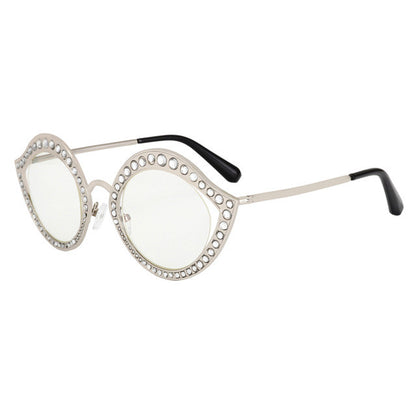 ROYAL GIRL Crystal Circle Sunglasses For Women Vintage Brand