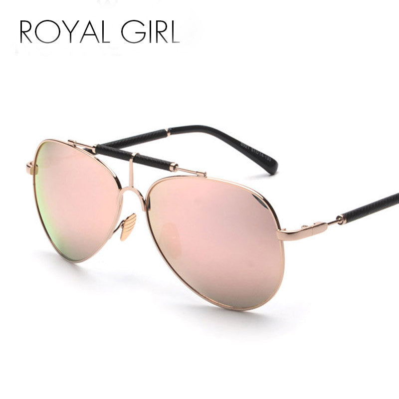 ROYAL GIRL High Quality Brand Designer Men Sunglasses Women Classic Reflective Mirror Sunglasses Double-Bridge Shades ss506