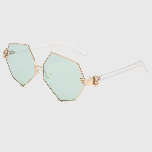 ROYAL GIRL New Fashion Gradient Heptagon Sunglasses Women Men Palm Leg Pearl Nose Pad Design Sun Glasses Female Eyeglasses ss228