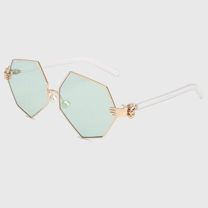 ROYAL GIRL New Fashion Gradient Heptagon Sunglasses Women Men Palm Leg Pearl Nose Pad Design Sun Glasses Female Eyeglasses ss228