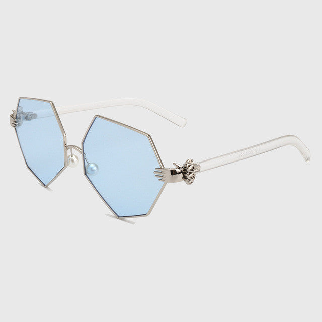 ROYAL GIRL New Fashion Gradient Heptagon Sunglasses Women Men Palm Leg Pearl Nose Pad Design Sun Glasses Female Eyeglasses ss228