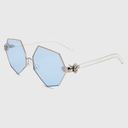 ROYAL GIRL New Fashion Gradient Heptagon Sunglasses Women Men Palm Leg Pearl Nose Pad Design Sun Glasses Female Eyeglasses ss228