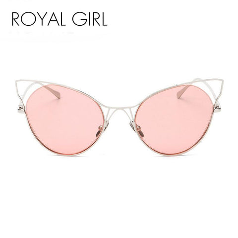 ROYAL GIRL New Fashion Women Sunglasses Cat Eyes Sunglasses Luxury Brand Design Mirror Eyewear Colorful Frame Oculos SS545