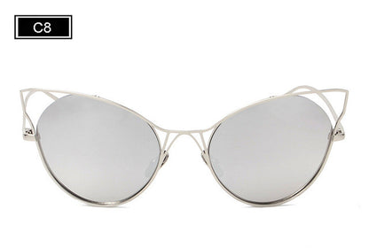 ROYAL GIRL New Fashion Women Sunglasses Cat Eyes Sunglasses Luxury Brand Design Mirror Eyewear Colorful Frame Oculos SS545