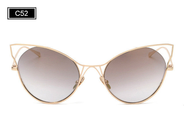 ROYAL GIRL New Fashion Women Sunglasses Cat Eyes Sunglasses Luxury Brand Design Mirror Eyewear Colorful Frame Oculos SS545