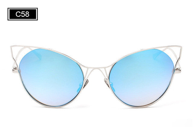 ROYAL GIRL New Fashion Women Sunglasses Cat Eyes Sunglasses Luxury Brand Design Mirror Eyewear Colorful Frame Oculos SS545