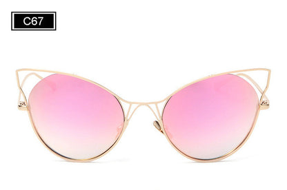 ROYAL GIRL New Fashion Women Sunglasses Cat Eyes Sunglasses Luxury Brand Design Mirror Eyewear Colorful Frame Oculos SS545