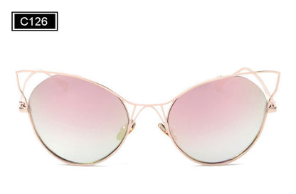 ROYAL GIRL New Fashion Women Sunglasses Cat Eyes Sunglasses Luxury Brand Design Mirror Eyewear Colorful Frame Oculos SS545