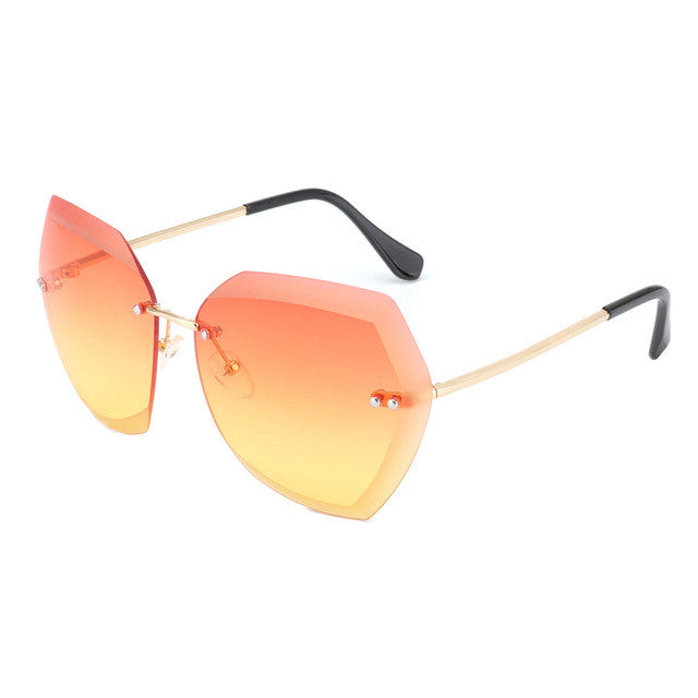 ROYAL GIRL Fashion Women Sunglasses Rimless Brand Design Coating Gradient Colorful Lens Glasses UV400 SS198