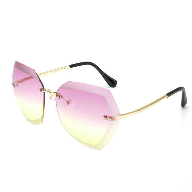ROYAL GIRL Fashion Women Sunglasses Rimless Brand Design Coating Gradient Colorful Lens Glasses UV400 SS198