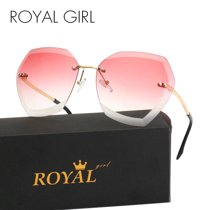 ROYAL GIRL Fashion Women Sunglasses Rimless Brand Design Coating Gradient Colorful Lens Glasses UV400 SS198