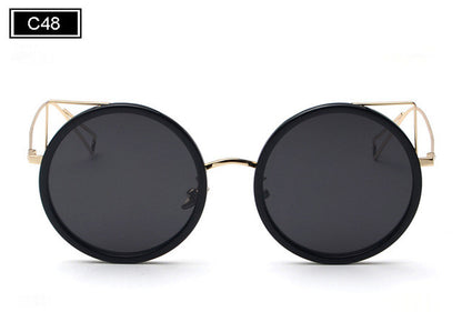 ROYAL GIRL New Round Mirror Coating Lens Sunglasses Women Brand Designer Cat eye Sun Glasses Vintage Oculos De Sol ss252