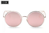 ROYAL GIRL New Round Mirror Coating Lens Sunglasses Women Brand Designer Cat eye Sun Glasses Vintage Oculos De Sol ss252