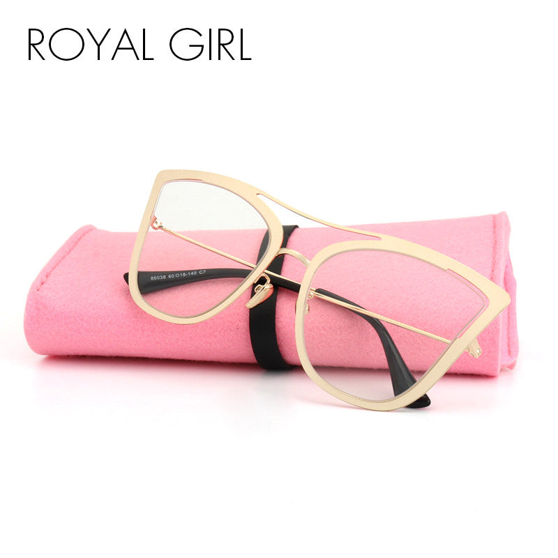 ROYAL GIRL New Metal Pointed Cat Eye Sunglasses Women Unique Vintage Eyeglasses Frames With Case ss906