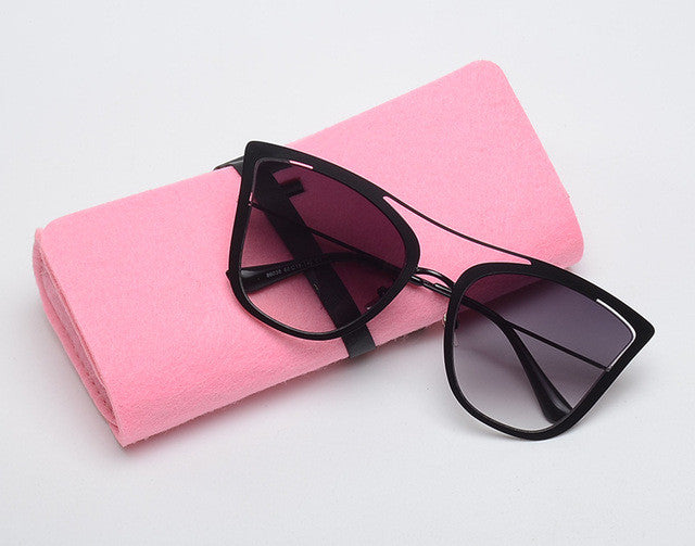 ROYAL GIRL New Metal Pointed Cat Eye Sunglasses Women Unique Vintage Eyeglasses Frames With Case ss906