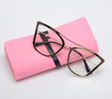ROYAL GIRL New Metal Pointed Cat Eye Sunglasses Women Unique Vintage Eyeglasses Frames With Case ss906