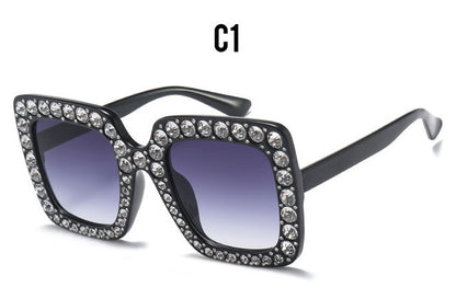 ROYAL GIRL Crystal Rim Women Sunglasses Retro Brand Desginer Square Oversize Sun Glasses ss310
