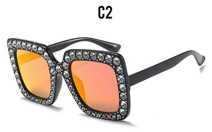 ROYAL GIRL Crystal Rim Women Sunglasses Retro Brand Desginer Square Oversize Sun Glasses ss310