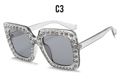 ROYAL GIRL Crystal Rim Women Sunglasses Retro Brand Desginer Square Oversize Sun Glasses ss310