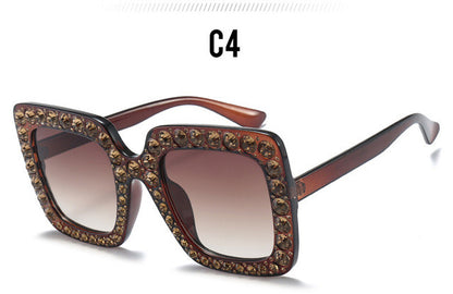 ROYAL GIRL Crystal Rim Women Sunglasses Retro Brand Desginer Square Oversize Sun Glasses ss310