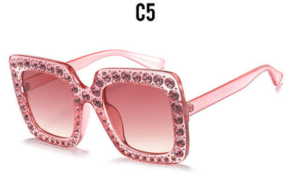 ROYAL GIRL Crystal Rim Women Sunglasses Retro Brand Desginer Square Oversize Sun Glasses ss310