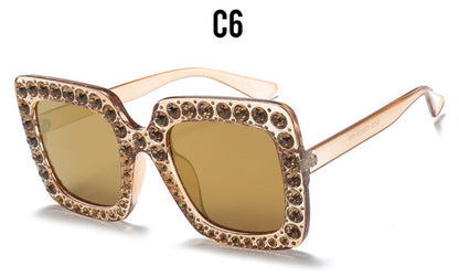 ROYAL GIRL Crystal Rim Women Sunglasses Retro Brand Desginer Square Oversize Sun Glasses ss310