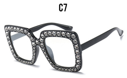 ROYAL GIRL Crystal Rim Women Sunglasses Retro Brand Desginer Square Oversize Sun Glasses ss310