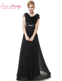 Party Dresses Ever Pretty HE09989 Chiffon V-neck Elegant Fashion Plus Size Prom Long Evening Party Gown Dresses - Shopy Max