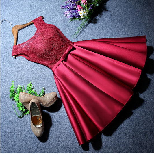 Robe De Soiree In Stock New Arrival  Short Lace  Lovely Tank Backless Sleeveless - Shopy Max